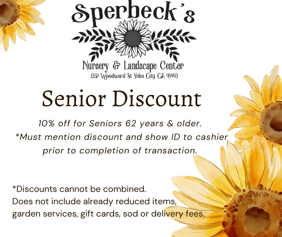 10% Off Senior Discount. 62+ years and older. 