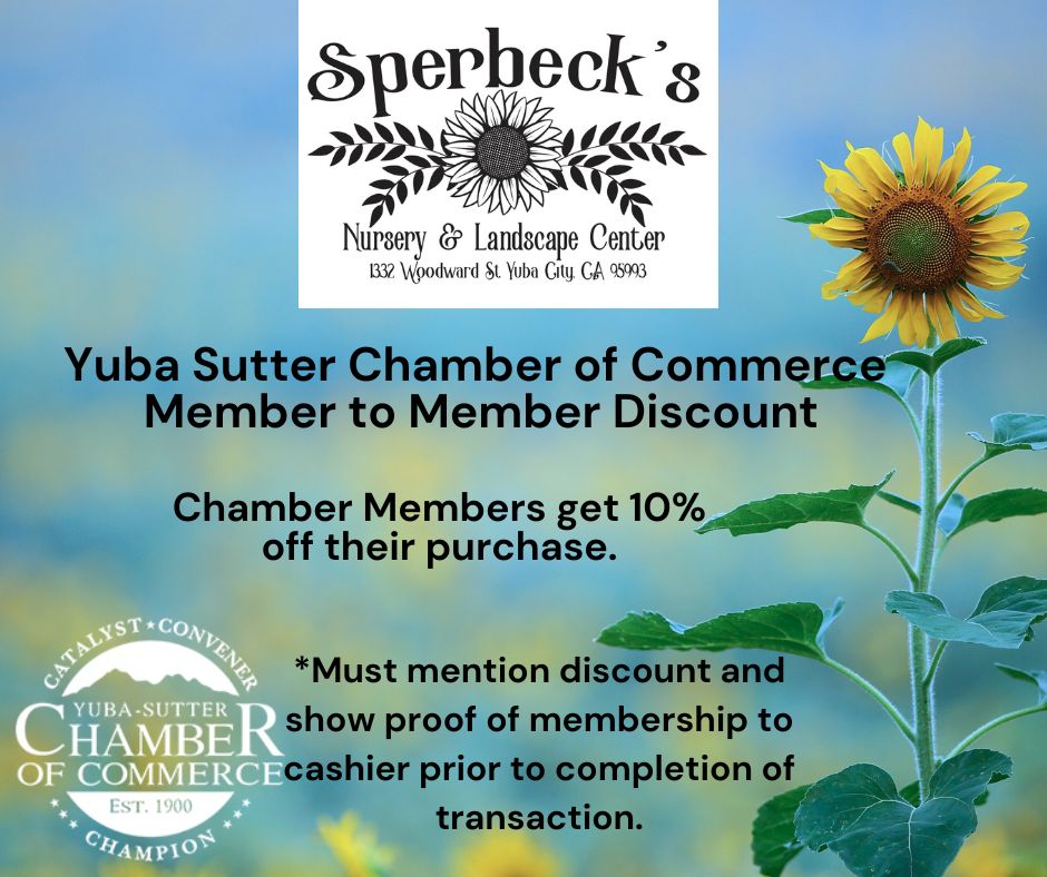 Yuba Sutter Chamber of Commerce Member Discount. 